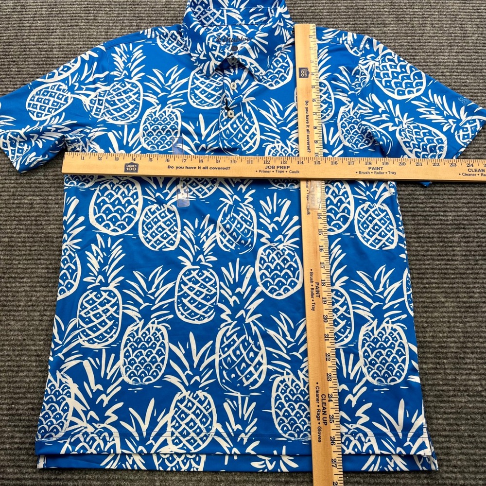 Chubbies Polo Shirt Men's Small Blue Pineapple Performance Short Sleeve weekend‎ - Picture 4 of 4